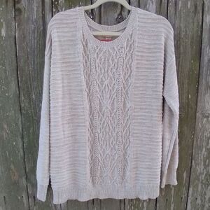 Mossimo size XXL sweater cable front cotton blend beige heather